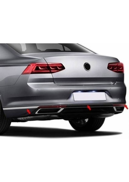 Vw Passat B8,5 Krom Arka Tampon Çıtası 2015 Üzeri 3 Prç