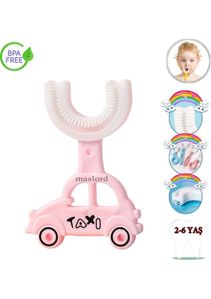 U Tipi Yeni Nesil Diş Fırçası - Pembe - Araba Model 2-6 Yaş