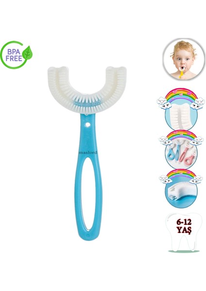 U Tipi Yeni Nesil Diş Fırçası - Mavi - Düz Model 6-12 Yaş