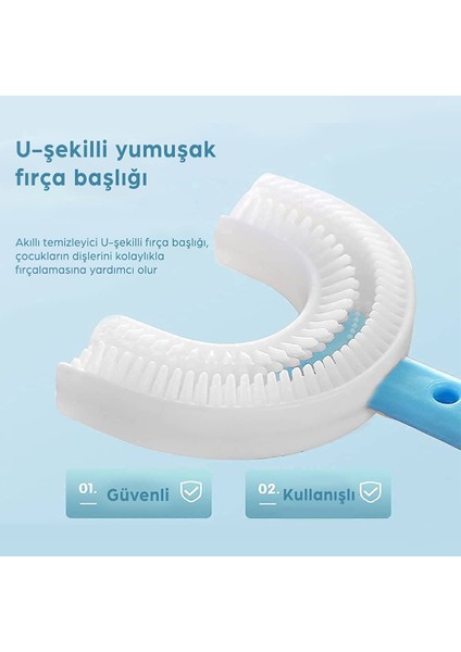 U Tipi Yeni Nesil Diş Fırçası - Mavi - Düz Model 6-12 Yaş