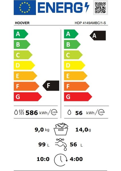 Hdp 4149AMBC/1-S 14 kg Yıkama 9 kg Kurutma Wi-Fi + Bluetooth Bağlantılı 1400 Devir Çamaşır Makinesi