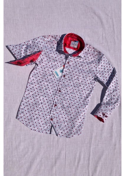 Yeni Sezon Bordo Kareli Uzun Kol Çocuk Gömlek