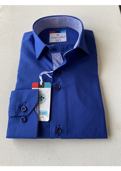 Düz Saks Pöti Kareli Okul Çocuk Gömleği