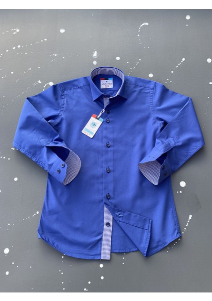 Düz Saks Pöti Kareli Okul Çocuk Gömleği fiyatları