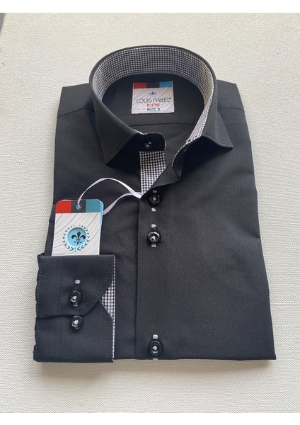 Düz Saks Pöti Kareli Okul Çocuk Gömleği