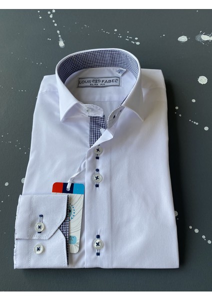 Düz Saks Pöti Kareli Okul Çocuk Gömleği