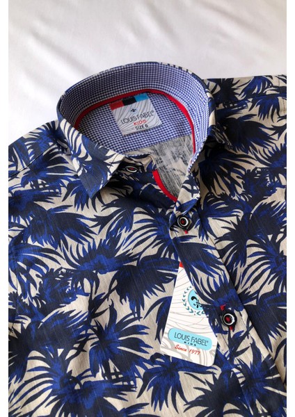 Büyük Çiçekli Saks Kısa Kol Çocuk Gömleği fiyatları