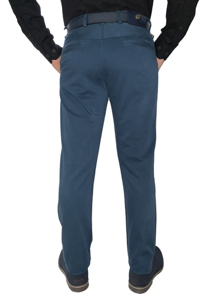 Erkek Pamuklu Petrol Slim Fit Pantolon 6153-2-PETROL-4