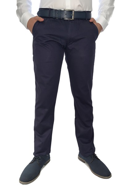 Erkek Lacivert Pamuklu Slim Fit Pantolon 8163-4-LACI-2