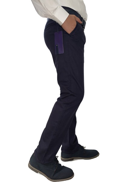 Erkek Lacivert Pamuklu Slim Fit Pantolon 8163-4-LACI-2