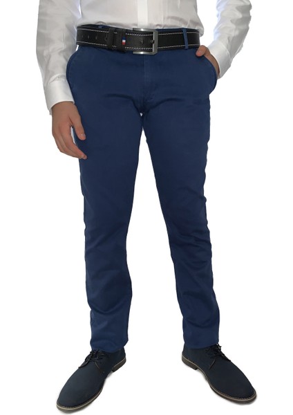 Erkek Mavi Pamuklu Slim Fit Pantolon 8163-4-MAVI-10