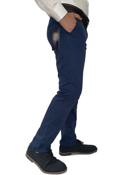 Erkek Mavi Pamuklu Slim Fit Pantolon 8163-4-MAVI-10