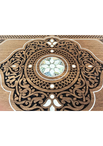 Wood Art Topkapı Sedef Kakma Oymalı Nakışlı Ahşap Tavla Seti