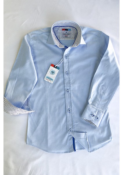 Yeni Sezon Noktalı Uzun Kol Çocuk Gömlek