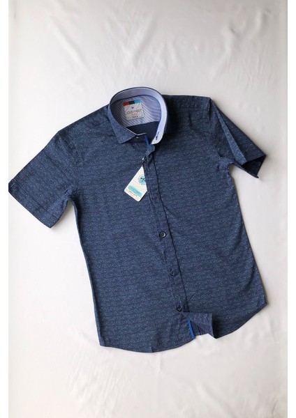 Yuvarlak Çizgili Kısa Kol Çocuk Gömleği