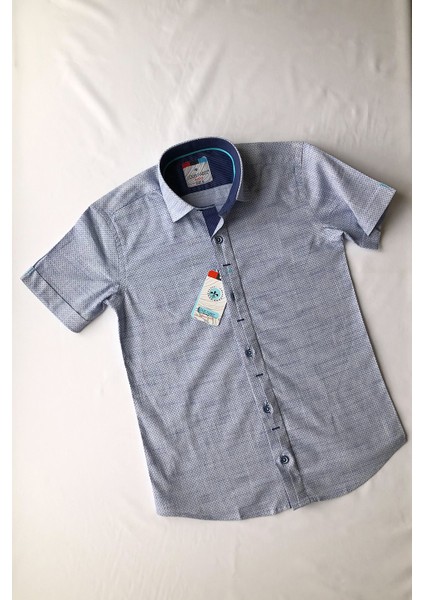 Noktalı Kısa Kol Çocuk Gömleği