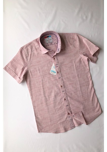 Keten Görünümlü Kısa Kol Çocuk Gömleği