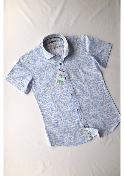 Çiçekli Kısa Kol Çocuk Gömleği