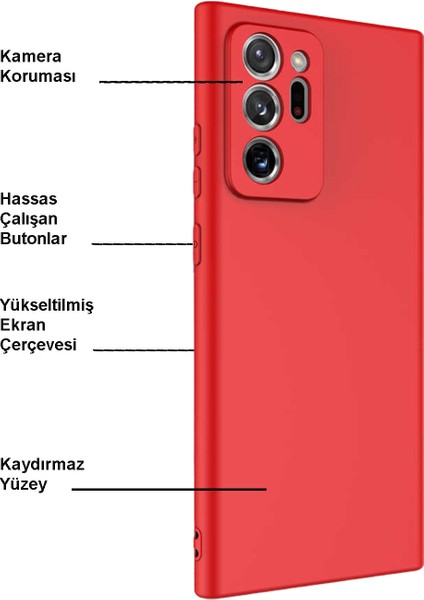 Samsung Galaxy Note 20 Ultra Kapak Kamera Korumalı Içi Kadife Lansman Silikon Kılıf - Kırmızı