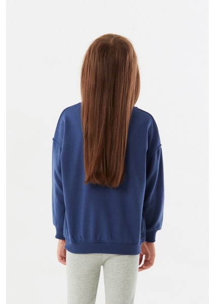 Baskılı Bisiklet Yaka Kız Çocuk Sweatshirt