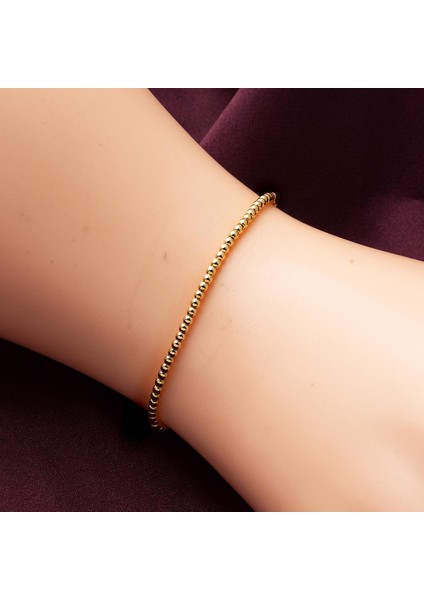 Sıra Sıra Dizili Top Altınlı 14 Ayar Bileklik