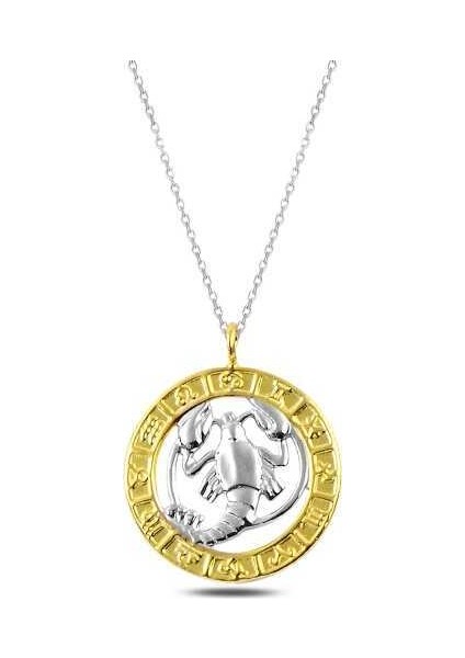 Gümüş Gold Yengeç Burcu Kolye