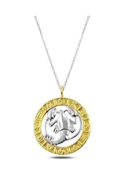 Gümüş Gold Yengeç Burcu Kolye