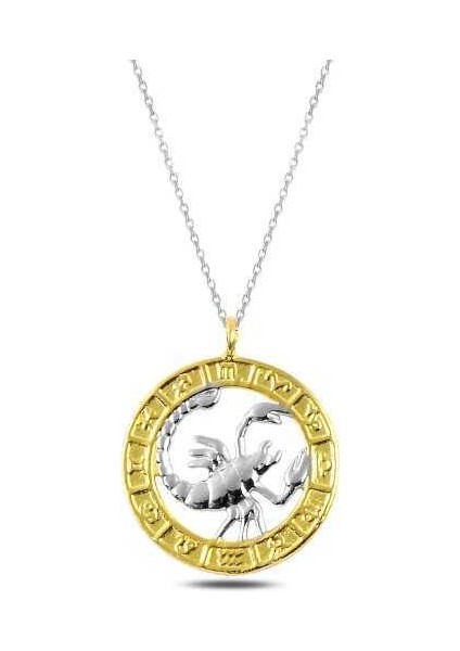 Gümüş Gold Akrep Burcu Kolye