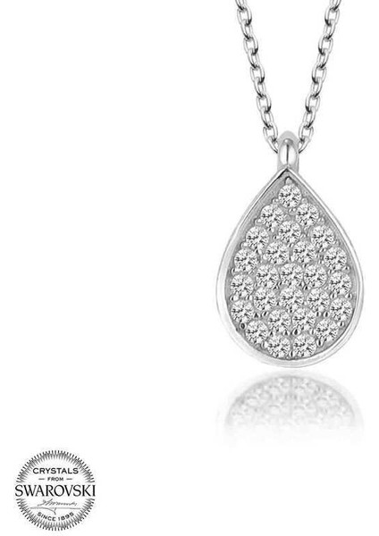 Swarovski Taşlı Gümüş Damla Bayan Kolye