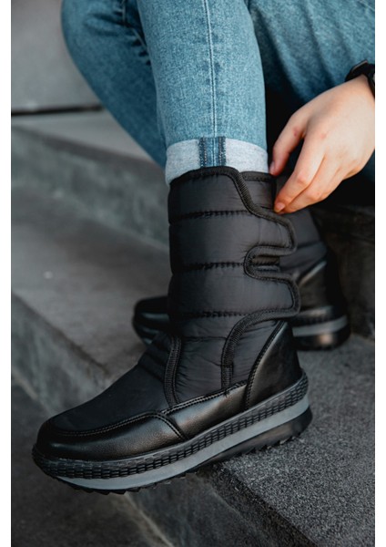 Ayakkabı Alves Unisex Kadın Kar Botu Içi Kürklü Cırt Cırtlı Kaymaz Taban Ayakkabı