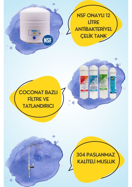 Oxygen Water 14 Aşamalı Pompalı 12 Litre Çelik Tanklı Su Arıtma Cihazı