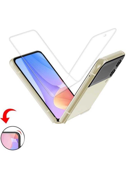 Samsung Galaxy Z Flip 4 Uyumlu Ekran Koruyucu Kırılmaz Cam Side Glass