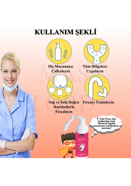 U Tipi Yeni Nesil Diş Fırçası - Pembe - Kalp Model 2-6 Yaş fırsatları