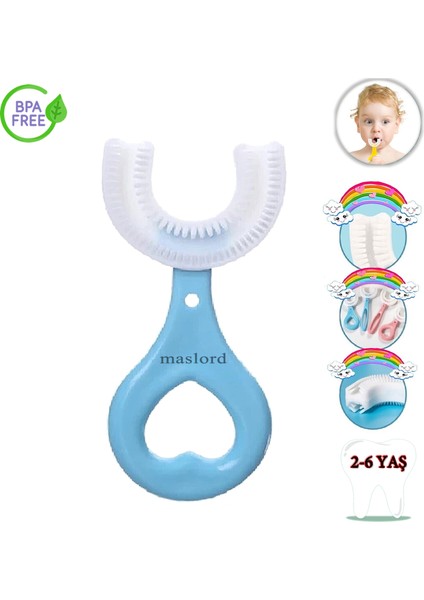 U Tipi Yeni Nesil Diş Fırçası - Mavi - Kalp Model 2-6 Yaş