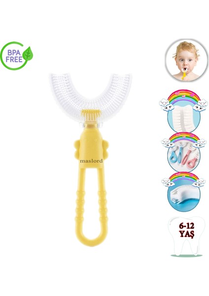 U Tipi Yeni Nesil Diş Fırçası - Sarı - Kelebek Model 6-12 Yaş