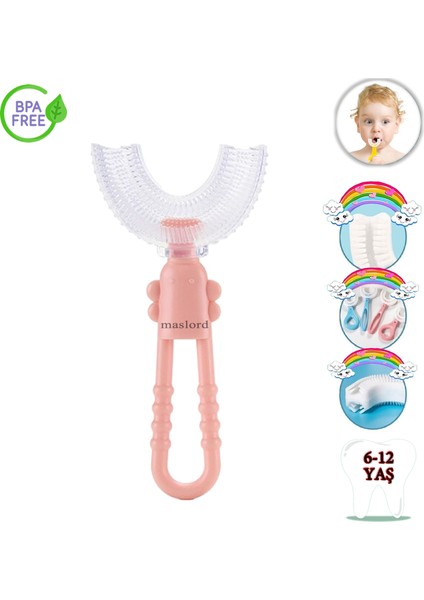 U Tipi Yeni Nesil Diş Fırçası - Pudra - Kelebek Model 6-12 Yaş