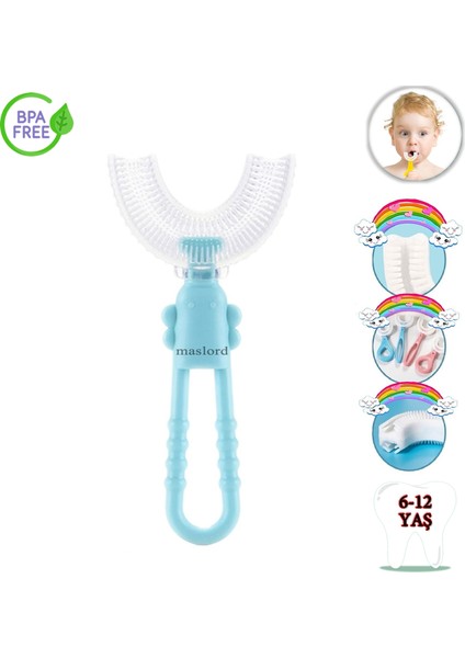 U Tipi Yeni Nesil Diş Fırçası - Mavi - Kelebek Model 6-12 Yaş