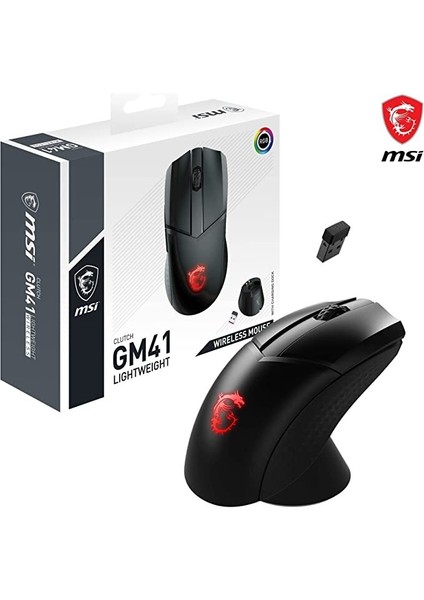 Msi Gg Clutch GM41 Lightweıght Kablosuz Oyuncu Mouse 76 gr Max 20000 Dpı(YazıLim) 1ms PolLing Pıxart PMW-3370 Optık Sensor Omron Swıtch R GB LED Mystıc Light