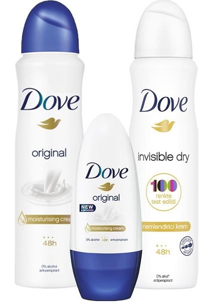 Roll-On Original, Sprey Deodorant Original ve Invisible Dry