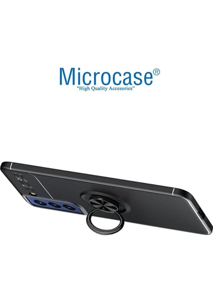 Xiaomi Mi 12S Ultra Focus Serisi Yüzük Standlı Silikon Kılıf - Siyah modelleri