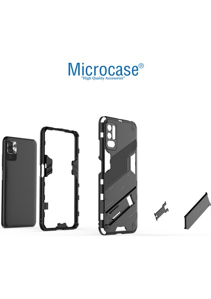 Xiaomi Redmi Note 11 Se Matrix Serisi Armor Standlı Perfect Koruma Kılıf -Siyah