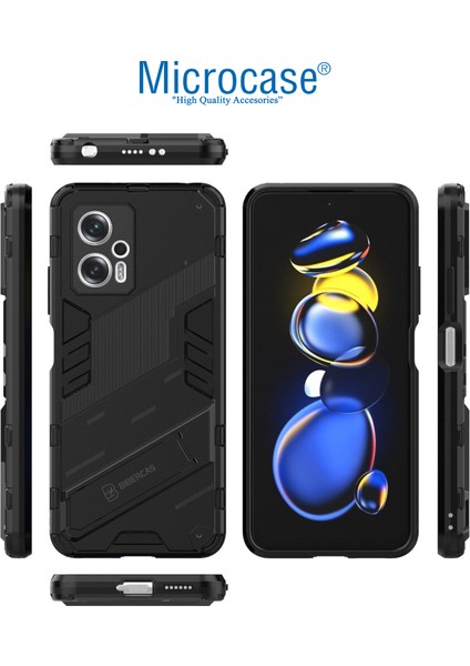 Xiaomi Poco X4 Gt Matrix Serisi Armor Standlı Perfect Koruma Kılıf -Siyah
