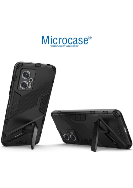 Xiaomi Poco X4 Gt Matrix Serisi Armor Standlı Perfect Koruma Kılıf -Siyah