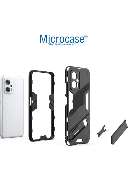 Xiaomi Poco X4 Gt Matrix Serisi Armor Standlı Perfect Koruma Kılıf -Siyah