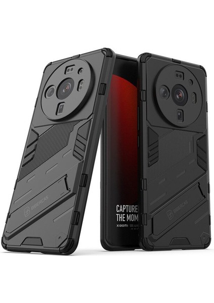 Xiaomi Mi 12S Ultra Matrix Serisi Armor Standlı Perfect Koruma Kılıf -Siyah