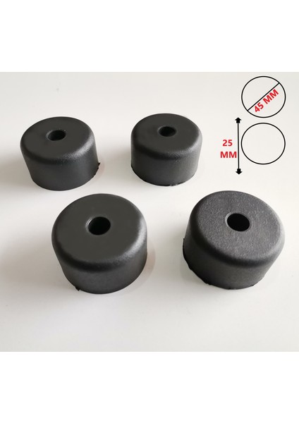 4 Adet 25 mm x 45 mm Vidalı Mobilya Dolap Baza Ayağı Plastik Ayak