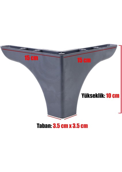 Dolap Mobilya Baza Koltuk Kanepe Sehpa Puf Koltuk Ayağı Antrasit 10 Cm Ayakları