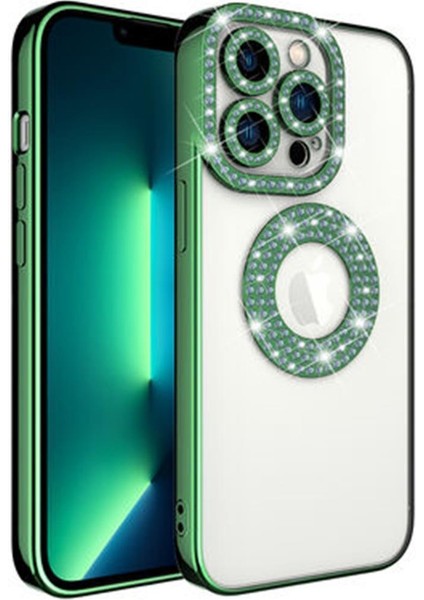 Apple iPhone 12 Pro Max Kılıf Şeffaf Lüx Taşlı Süslemeli Kamera Korumalı Silikon