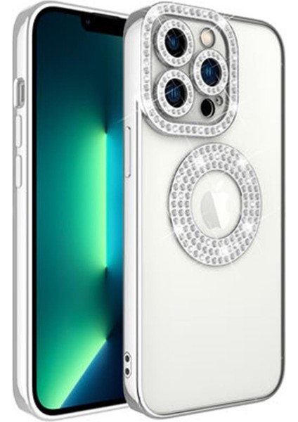 Apple iPhone 12 Pro Kılıf Şeffaf Lüx Taşlı Süslemeli Kamera Korumalı Silikon