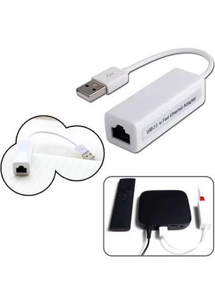 USB 2.0 Ethernet Ağ Lan Karti Adaptörü RJ45 Pc Laptop Macbook Çevirici Dönüştürücü